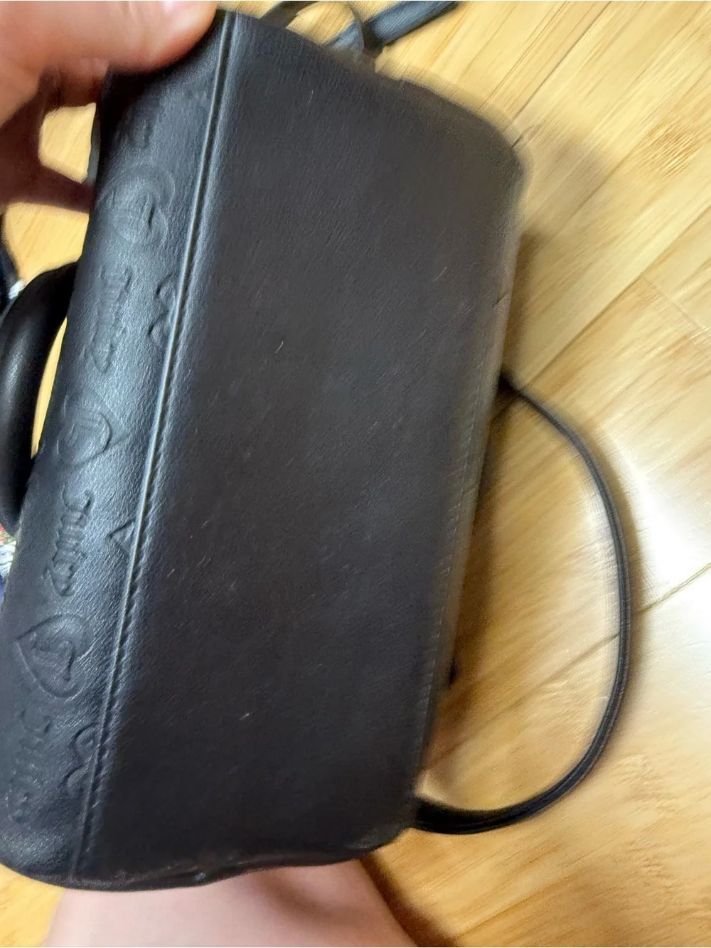 Juicy Couture Black Embossed Heart Satchel with Gold Logo